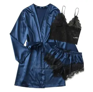 3 PCS Set Women's Satin Sleepwear