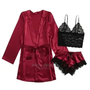 3 PCS Set Women's Satin Sleepwear