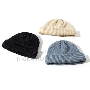 Men Women Solid Color Knitted Cap Warm Woolen Headsock