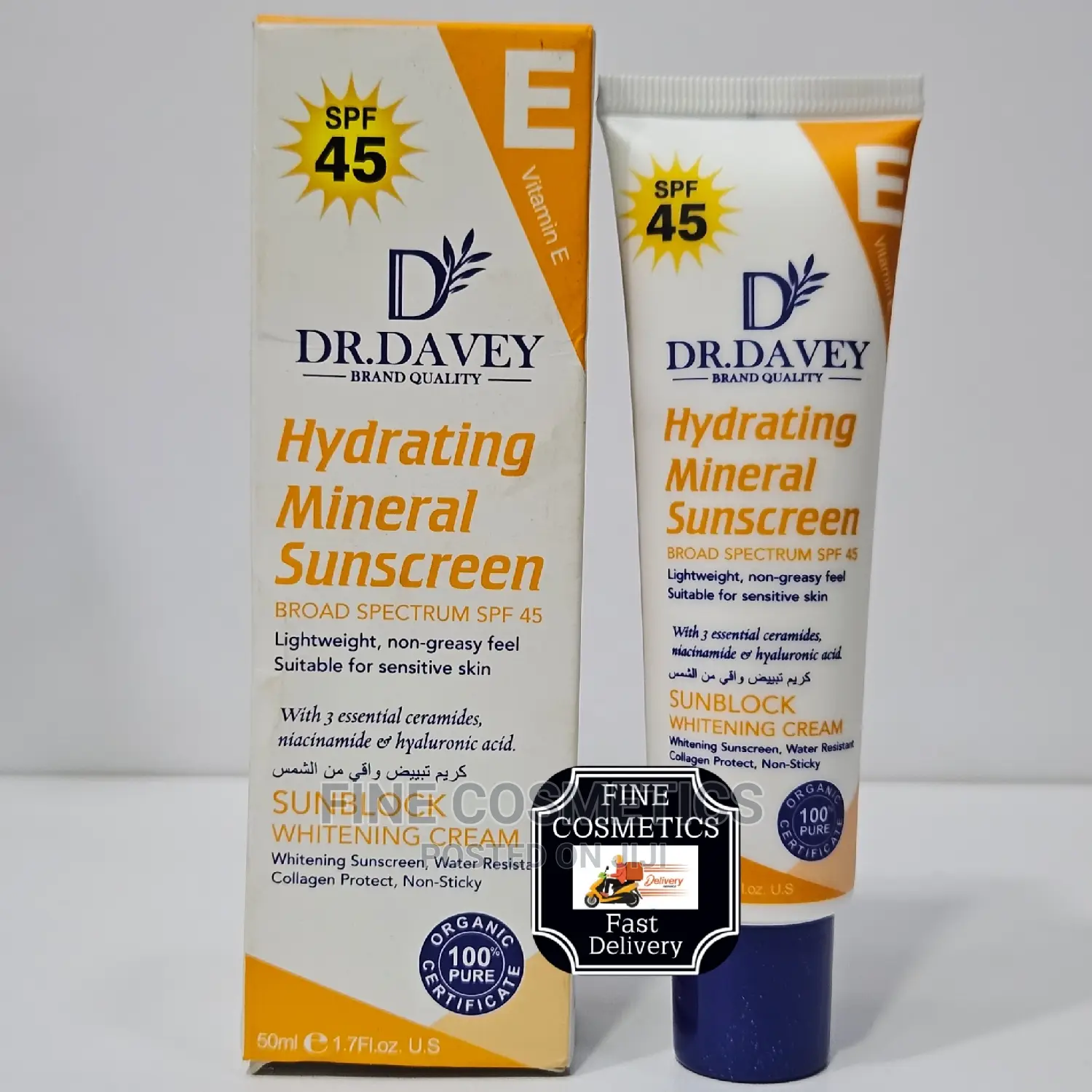 Dr Davey Hydrating Mineral Sunscreen SPF45 Sunblock Cream