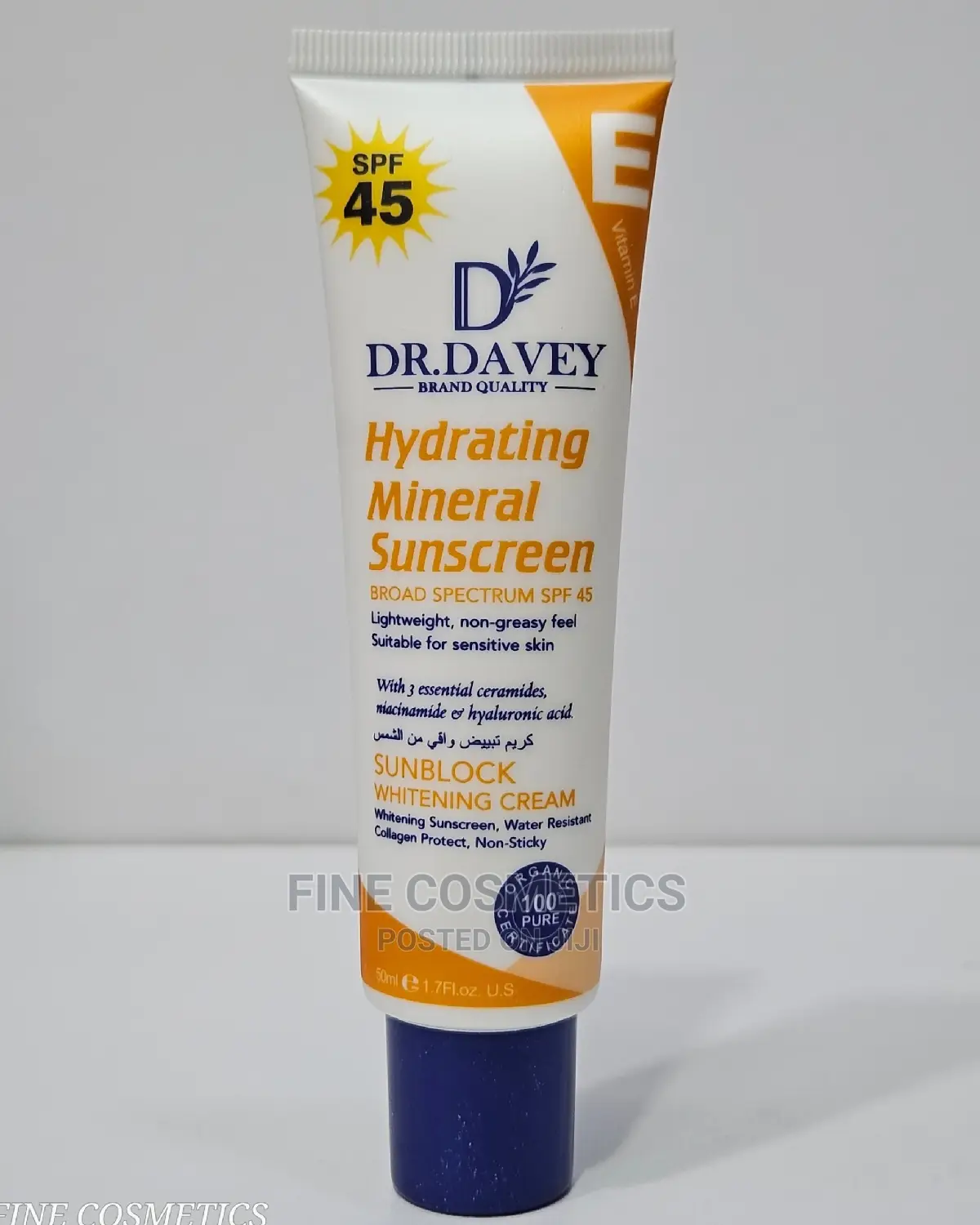 Dr Davey Hydrating Mineral Sunscreen SPF45 Sunblock Cream