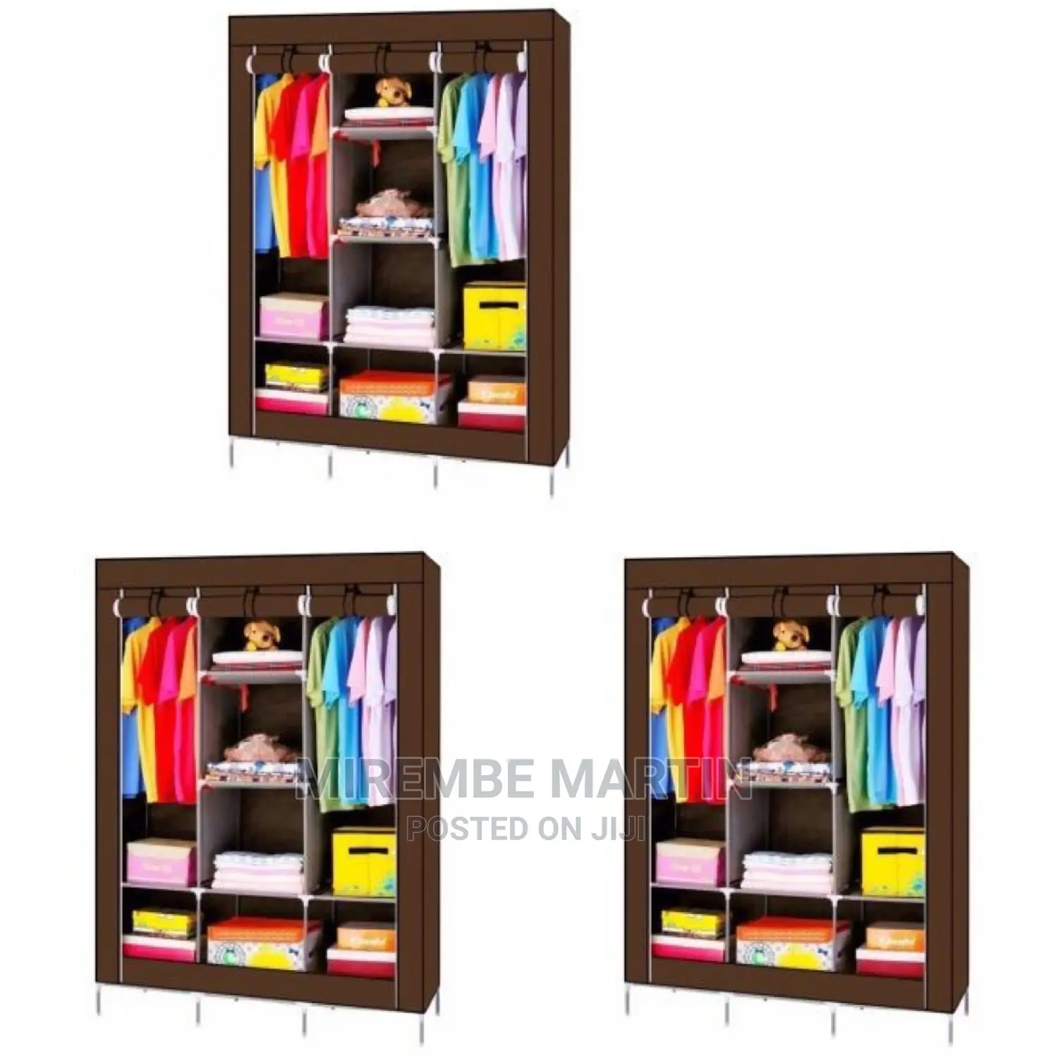 3 Door Portable Wardrobe