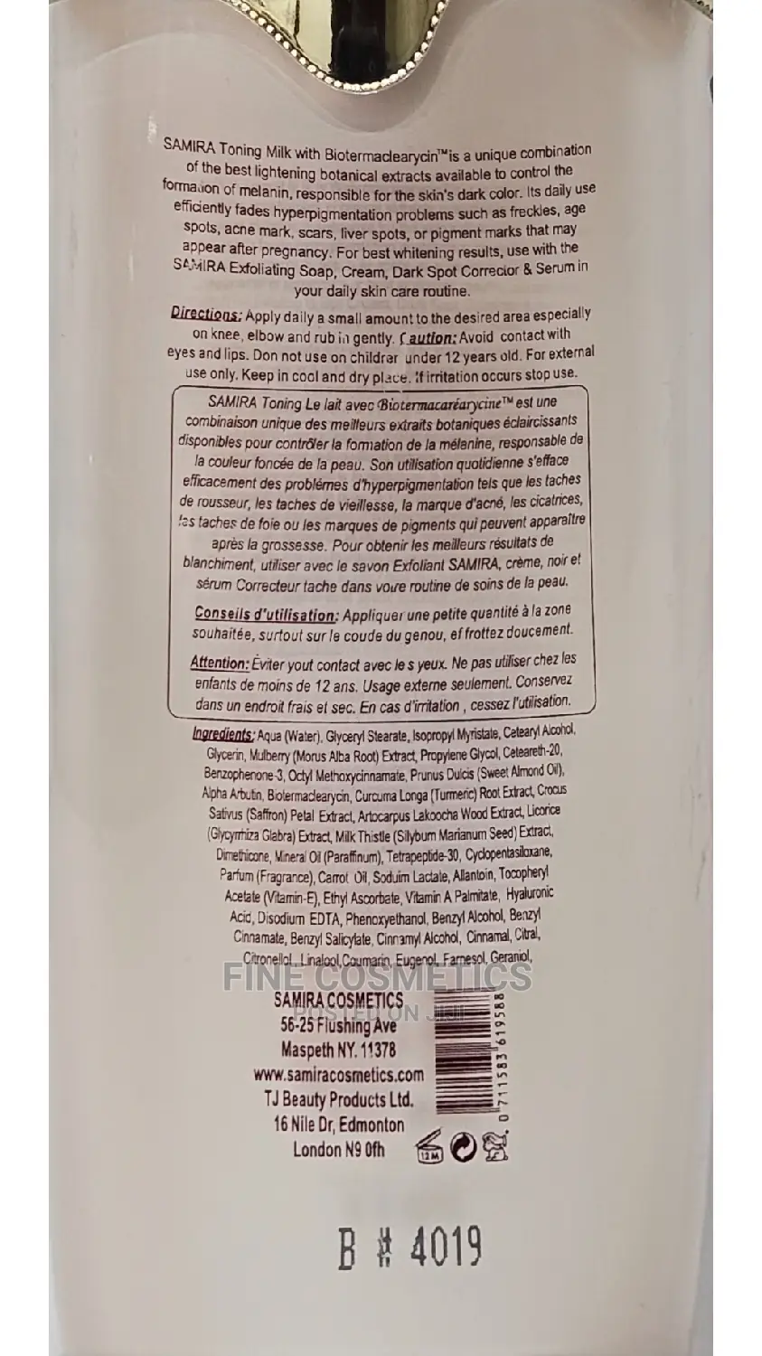 SAMIRA Toning Body Milk Lotion Immense Whitening Therapy.