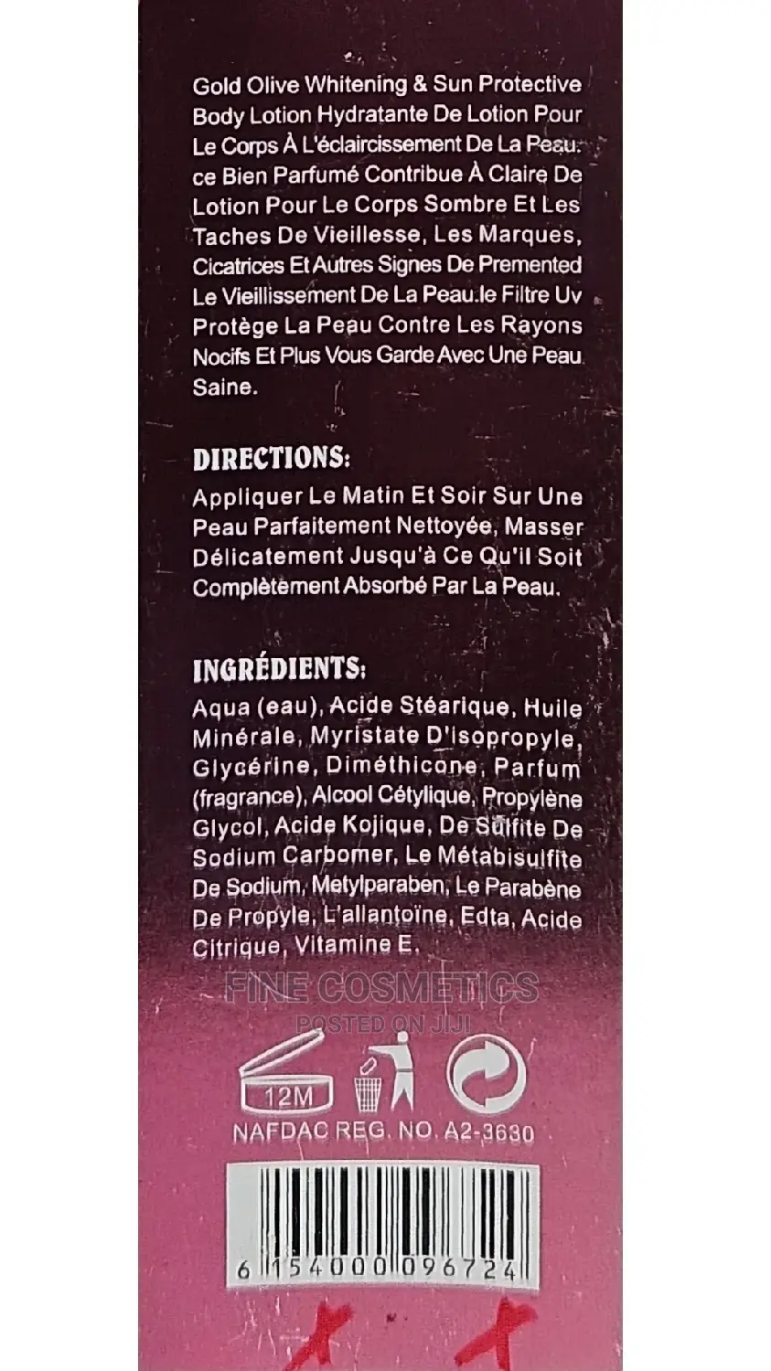 GOLD OLIVE 100% Natural Whitening+Sun Protective Body Lotion