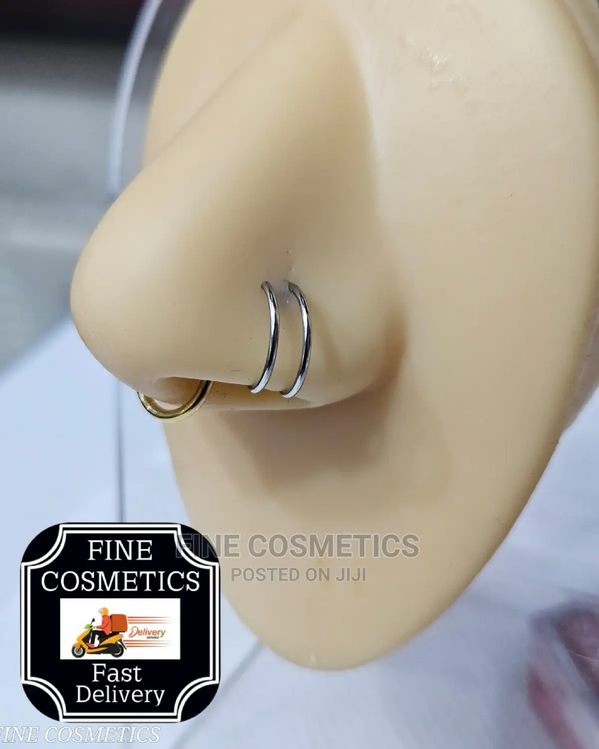 Double Nose Ring For Single Piercing Nose Hoop Twist Hoop.