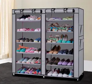 6-Row 2-Line Non-Woven Fabric Shoe Rack