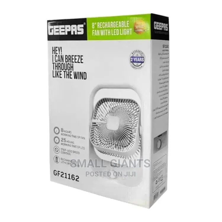 Geepas 8′′ Rechargeable Fan With Led Light – GF21162