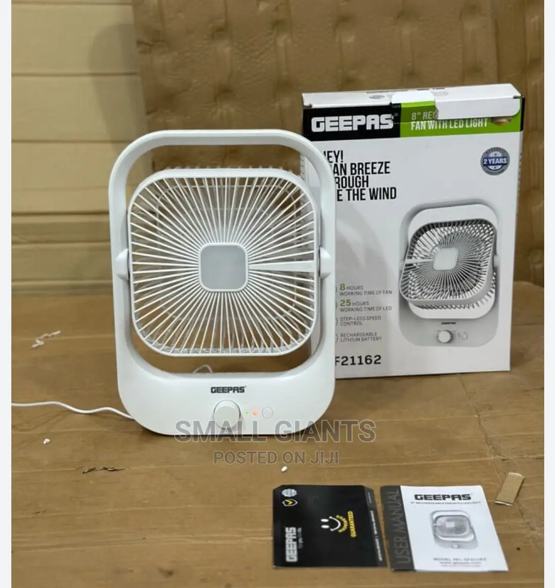 Geepas 8′′ Rechargeable Fan With Led Light – GF21162