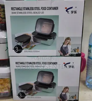 3pcs Rectangle Stainless Steel Food Containers