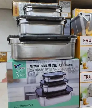 3pcs Rectangle Stainless Steel Food Containers