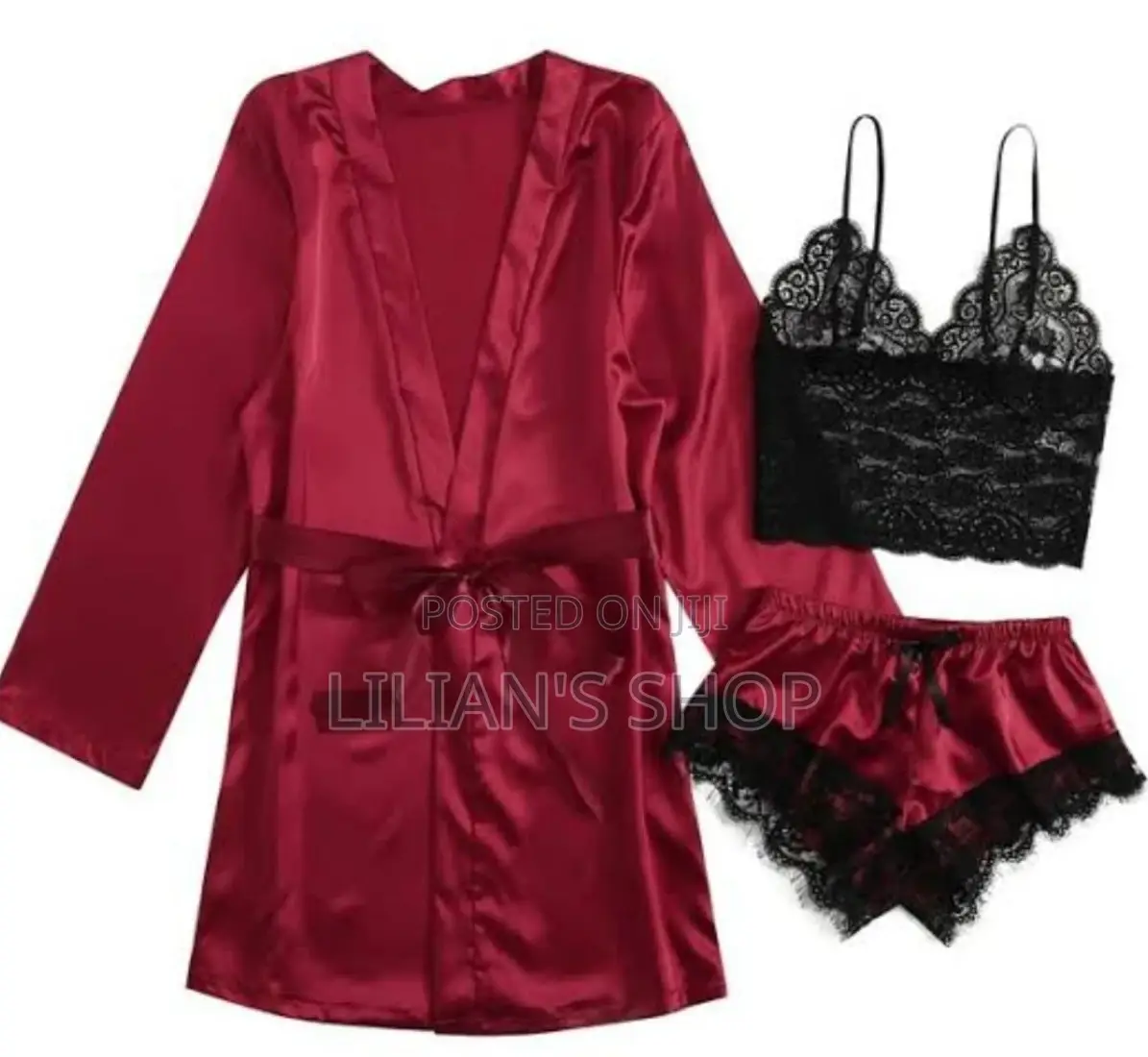 3pcs Women's Satin Sleepwear