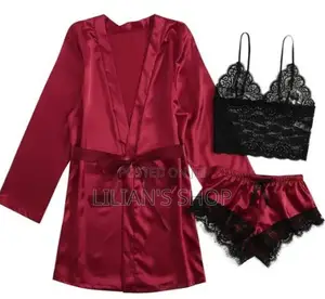 3pcs Women's Satin Sleepwear