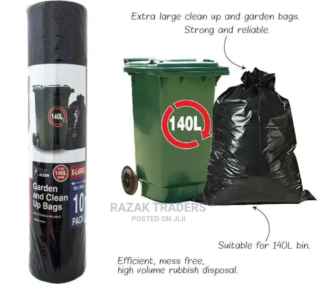 140L Bin Garbage Rubbish Garden Refuse Bag Black(20pcs)