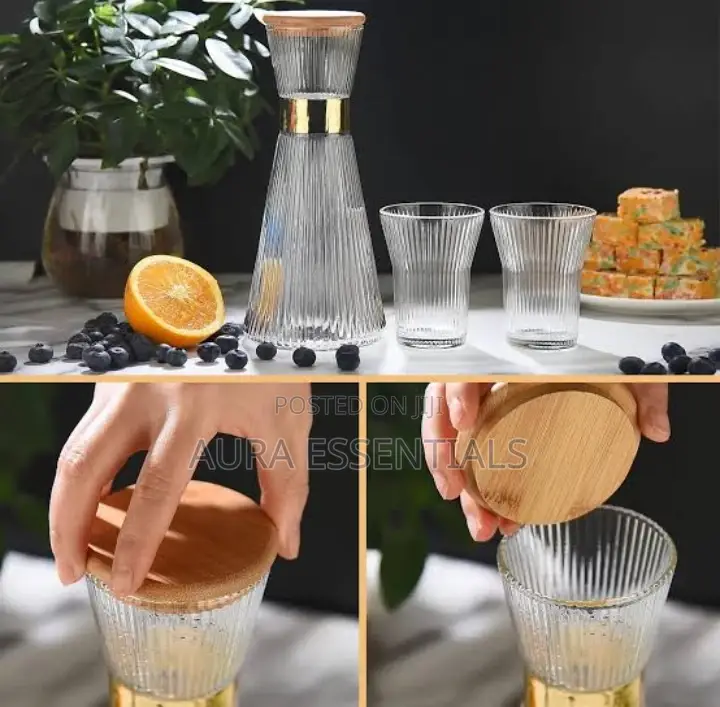 Stripe Style Set Glass Bottle for Cold Drinks