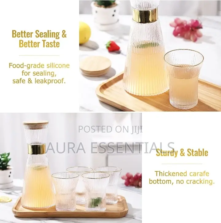 Stripe Style Set Glass Bottle for Cold Drinks