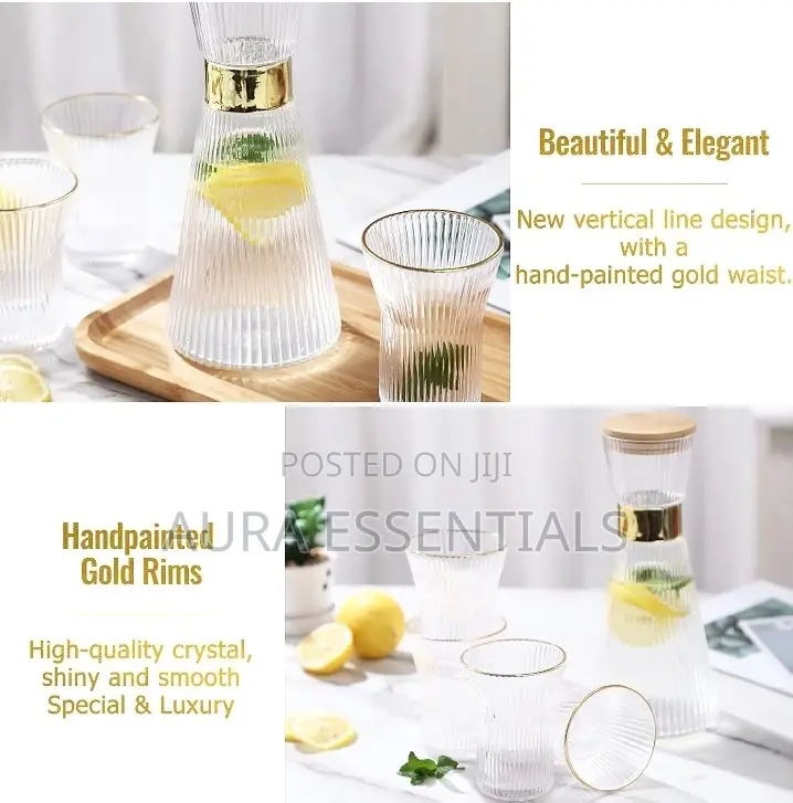 Stripe Style Set Glass Bottle for Cold Drinks