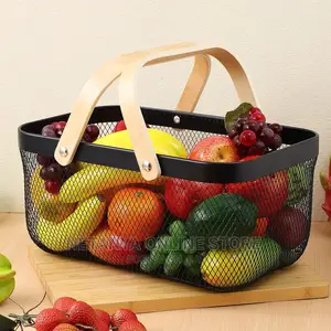 Metal Mesh Steel Basket With Handle