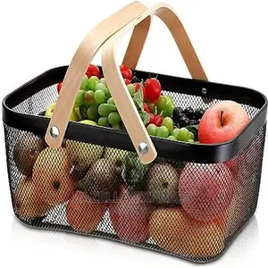Mesh Fruit Storage Basket With Handle, Garden Harvest Basket