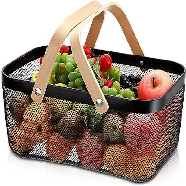 Mesh Fruit Storage Basket With Handle, Garden Harvest Basket