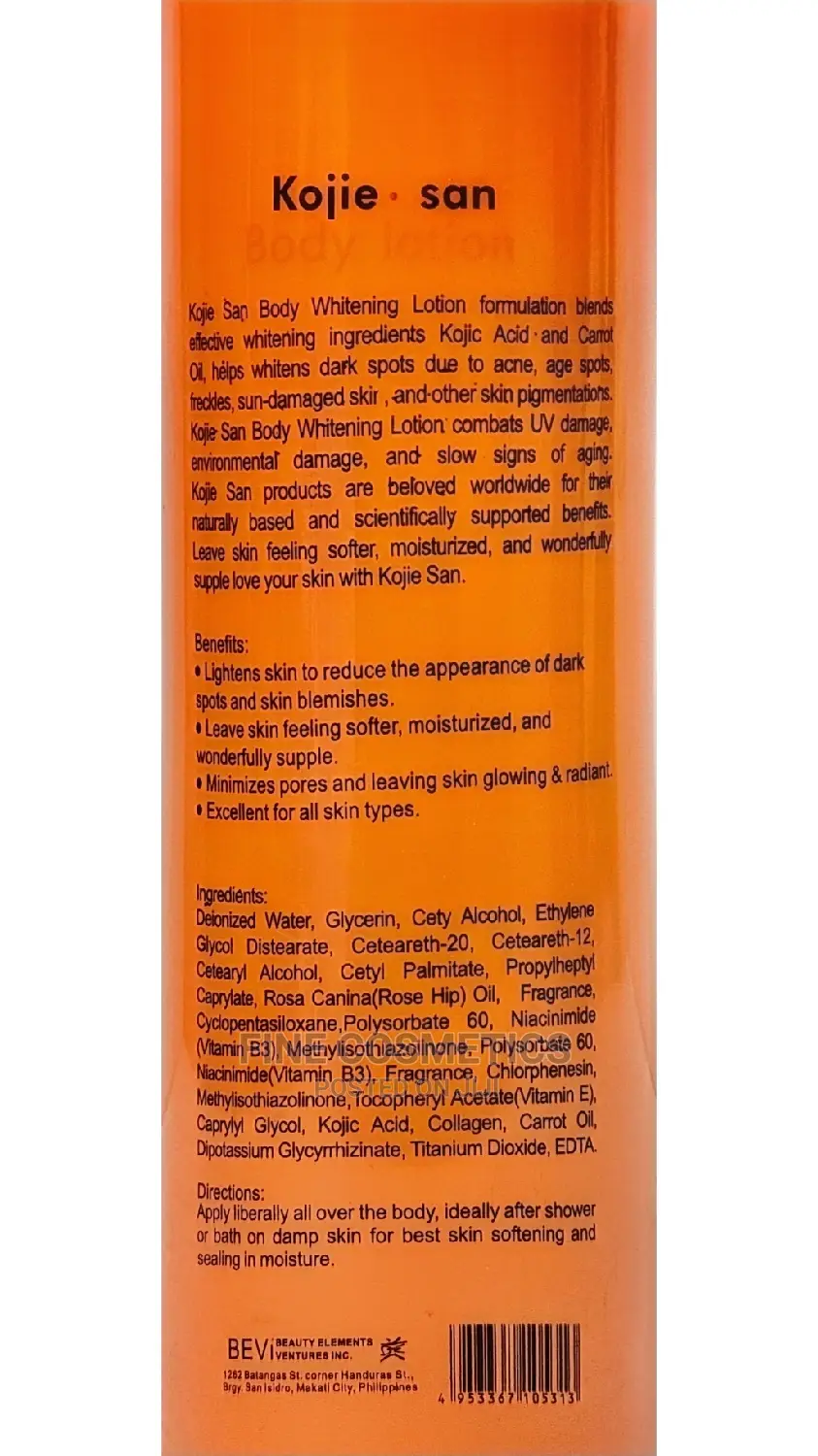 New Kojie San Carrot Fairness Whitening Kojic Carrot Lotion