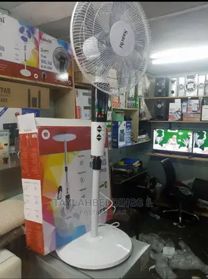 White 16" Digital Saachi Pedestal Fan With Remote Control