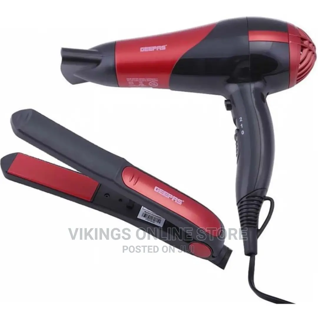 GEEPAS GHF86036 Hair Dryer Straightener Combo/Ceramic, Red