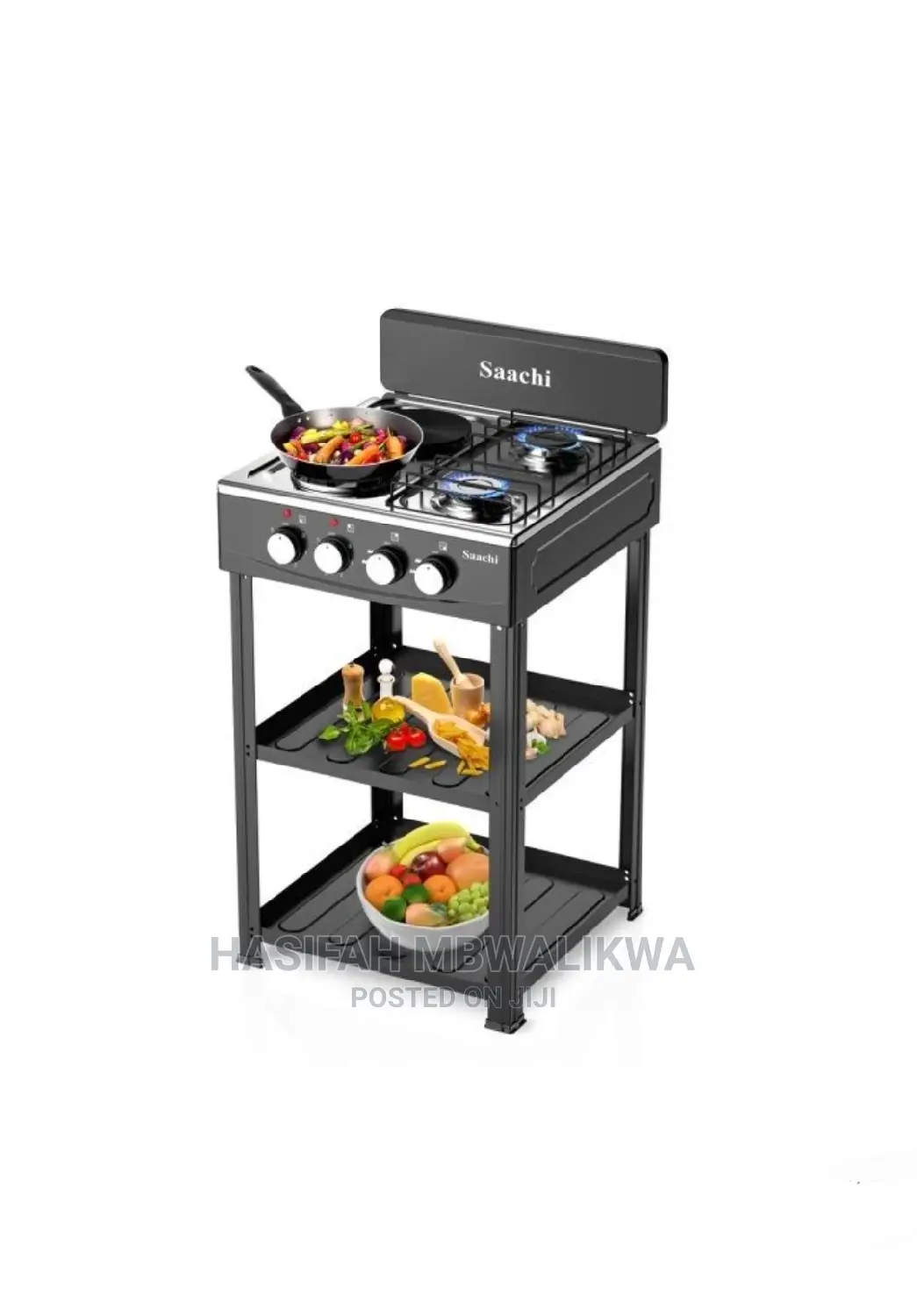 Saachi 2 Gas + 2 Electric Hot Plate Stainless Steel Cooker.