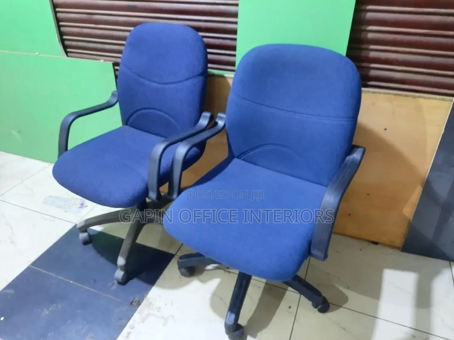 Blue Office Chairs, 2 Pieces