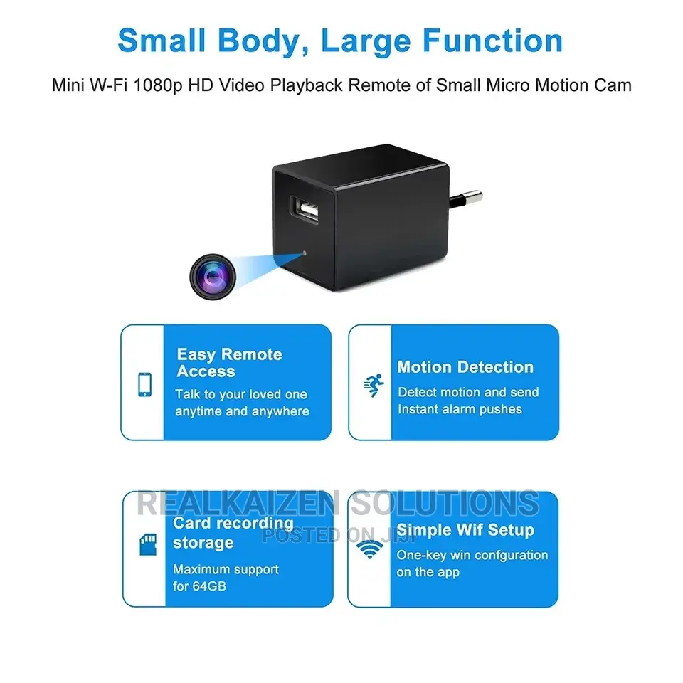Mini Wifi 1080P Security SD Card Spy Charger Camera