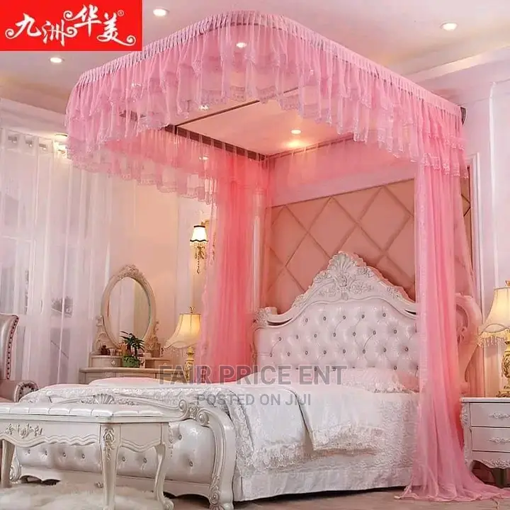 Rail Mosquito Nets.2 Stands. 5x6.( Pink)