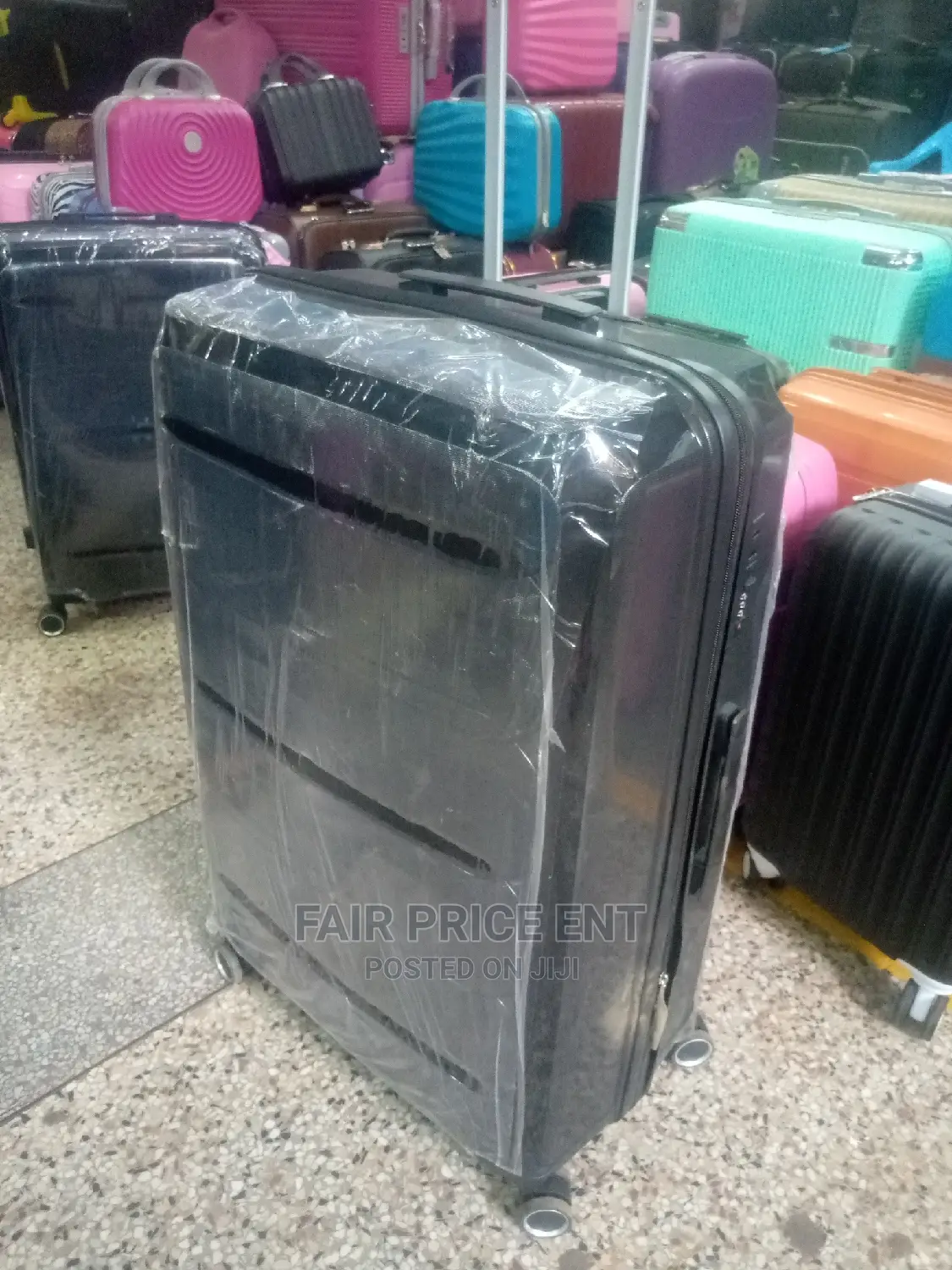 Rubber Plastic Suitcases. Black.( Large)