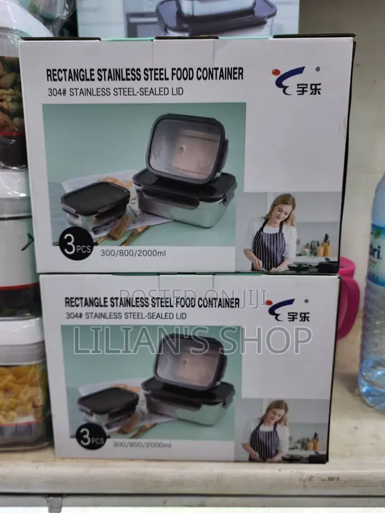 3pcs Rectangle Stainless Steel Food Container