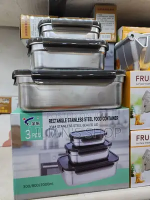 3pcs Rectangle Stainless Steel Food Container