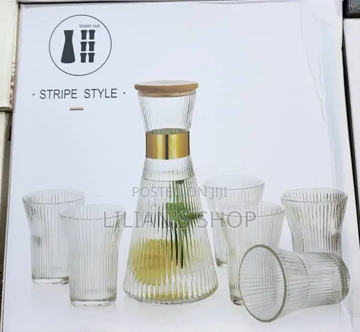 Stripe Style Set Glass Bottle for Cold Drinks