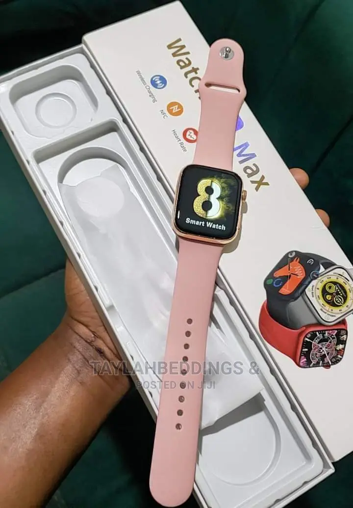 8 Max Watch Gold Aluminum Case Pink Sand Sport Band.