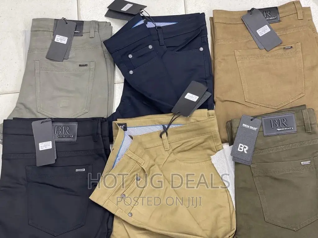 6 Pack of Men's Khaki Stretcher Trousers - Multi-Color