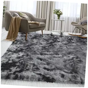 Patch Black and Gray Fluffy Center Carpet
