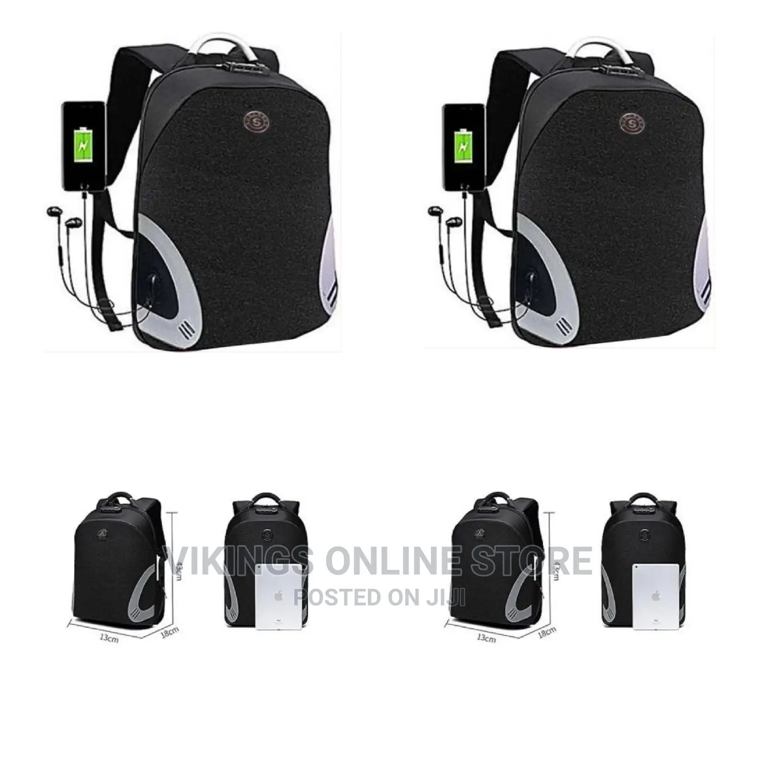 Durable Anti-Theft Laptop Bag With a Charging Port – Black
