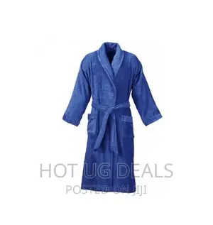 Photo - Cotton Bathrobe With Double Pockets - Blue