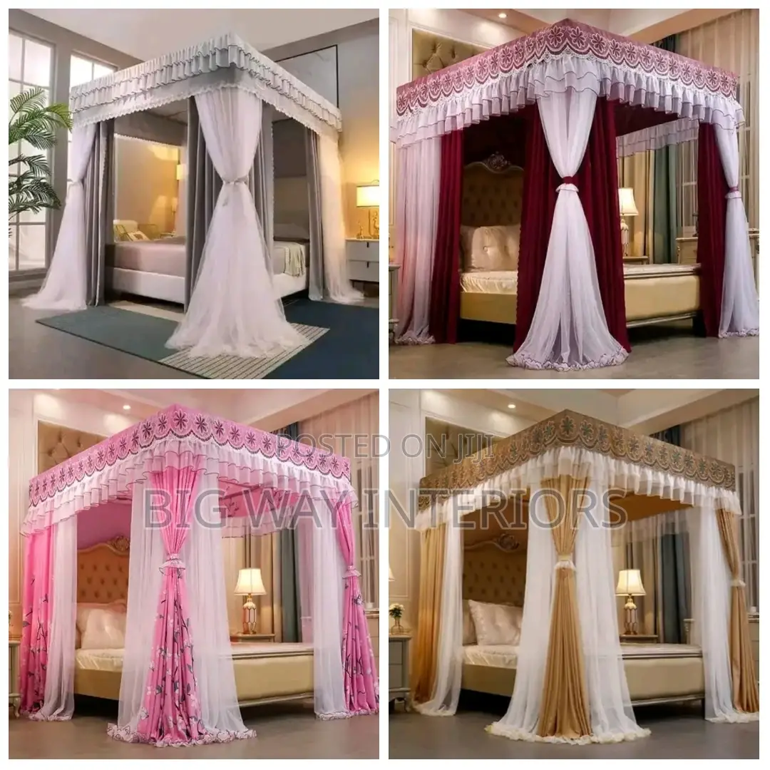 4 Stand Rail Mosquito Net With Curtains 6*6