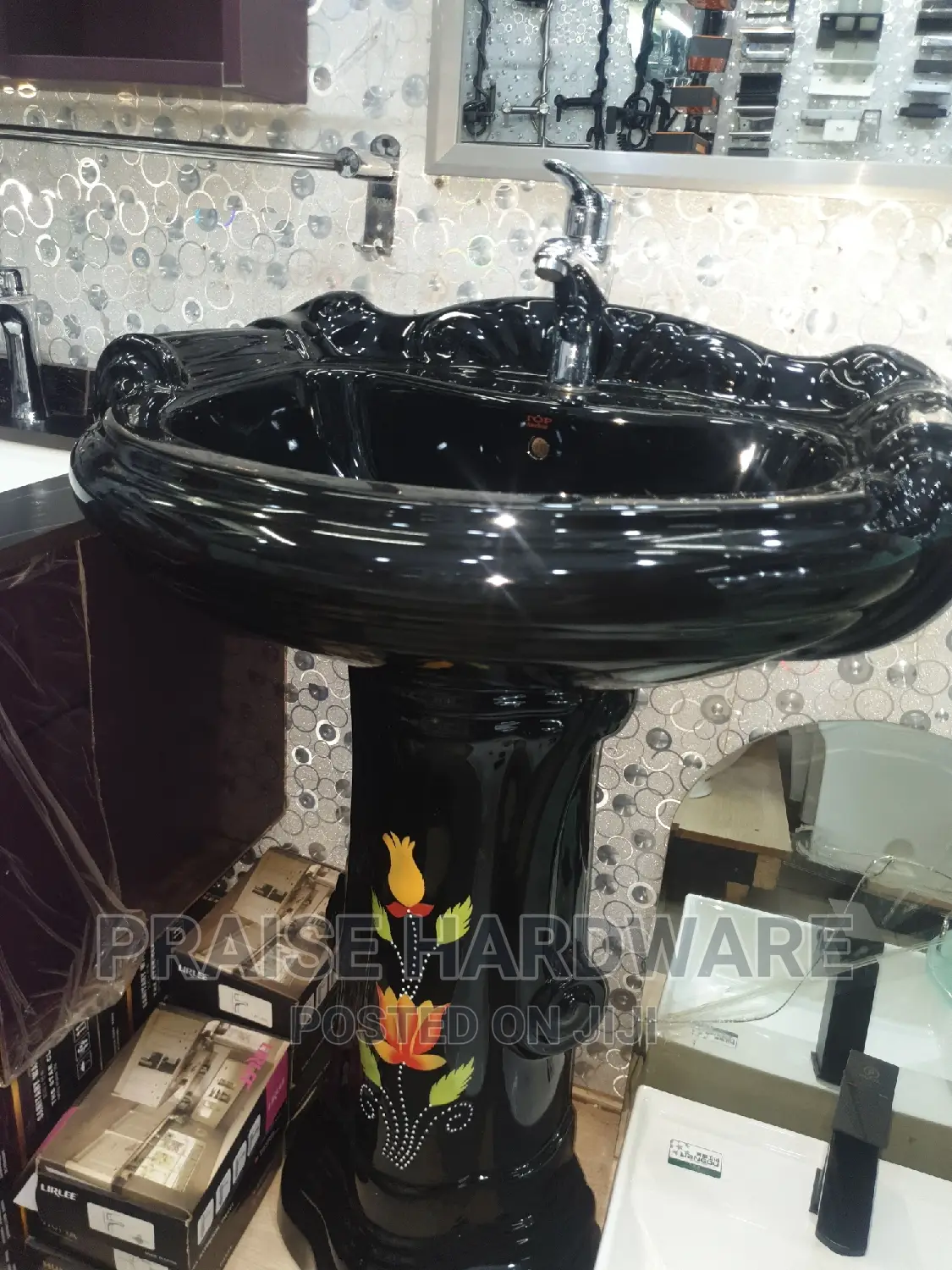 Black Flower Handwash Basin