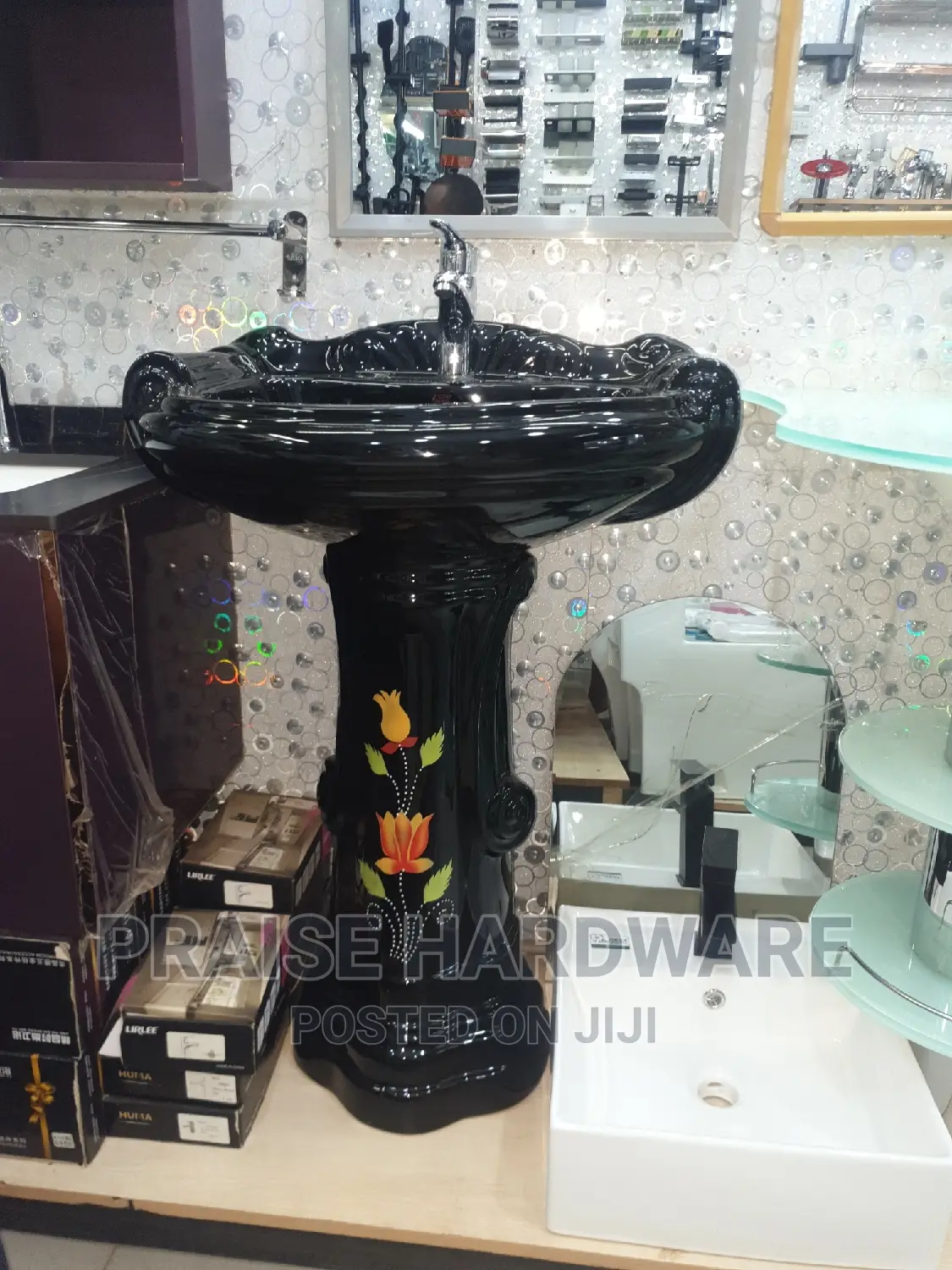 Black Flower Handwash Basin