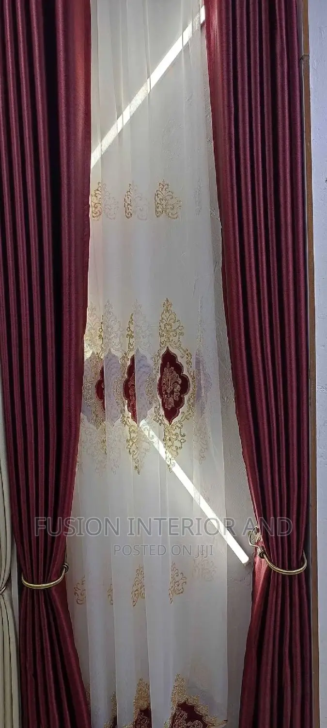 Metallic Maroon Curtains