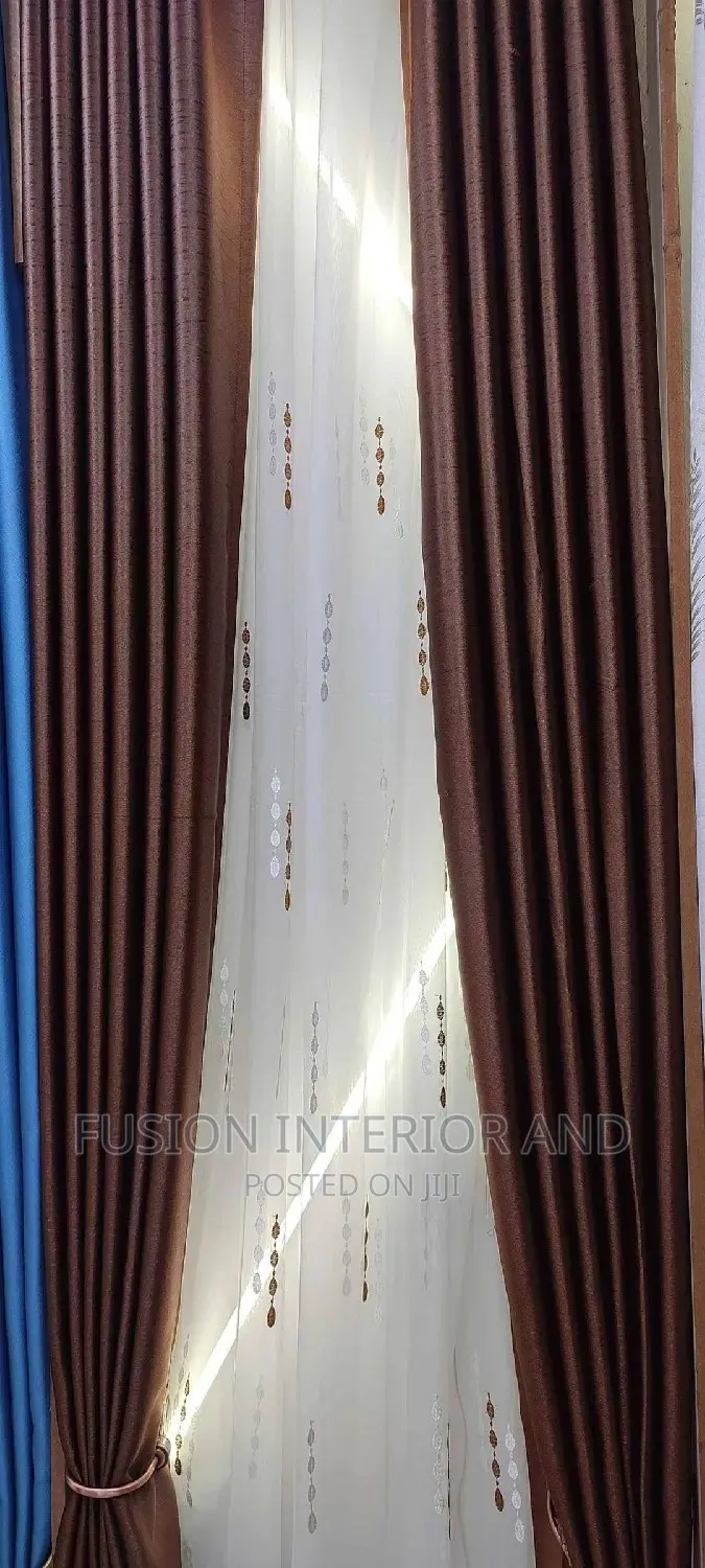 Metallic Coffee Brown Plain Curtains