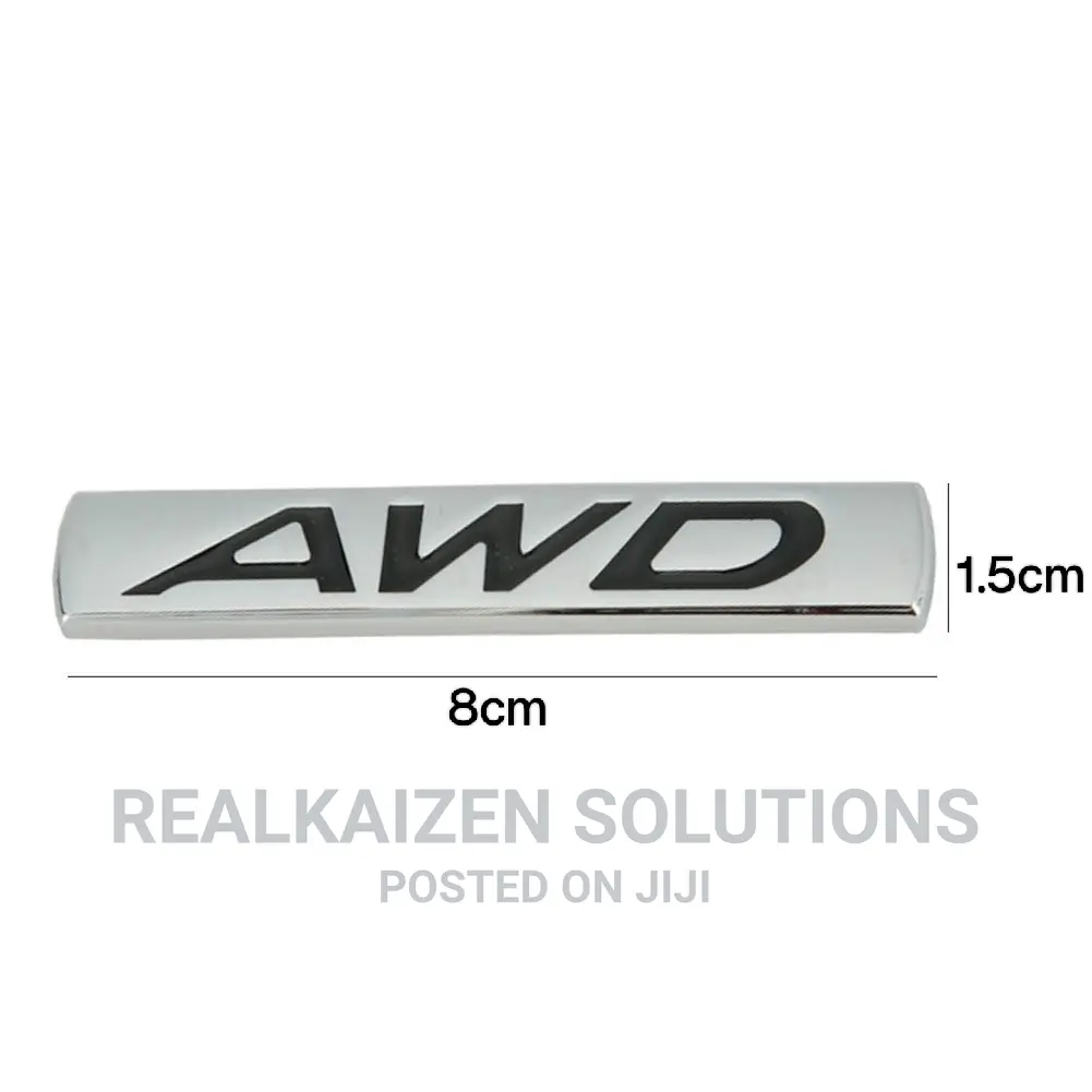 Premium 3D AWD Logo Metal Chrome Zinc Alloy Emblem Sticker