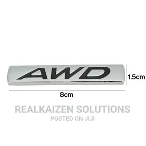 Premium 3D AWD Logo Metal Chrome Zinc Alloy Emblem Sticker