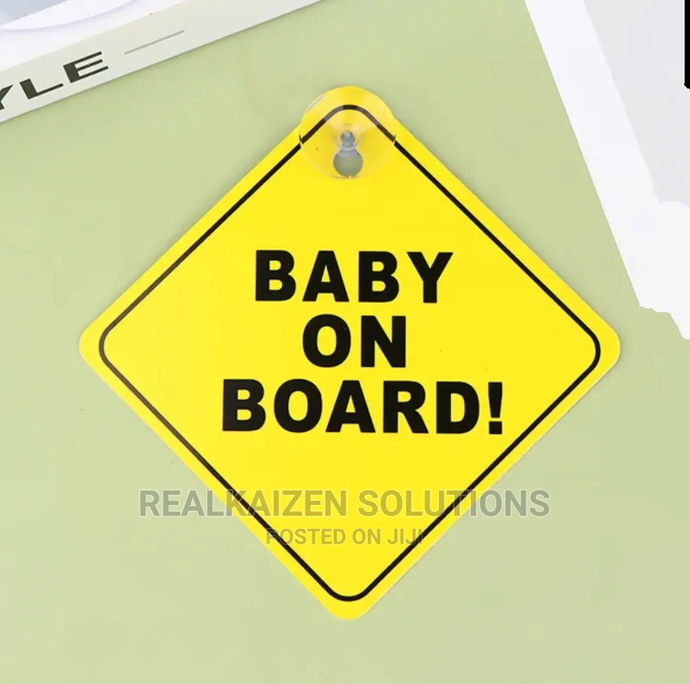 BABY ON BOARD Safety Yellow With Suction Sticker 1pc