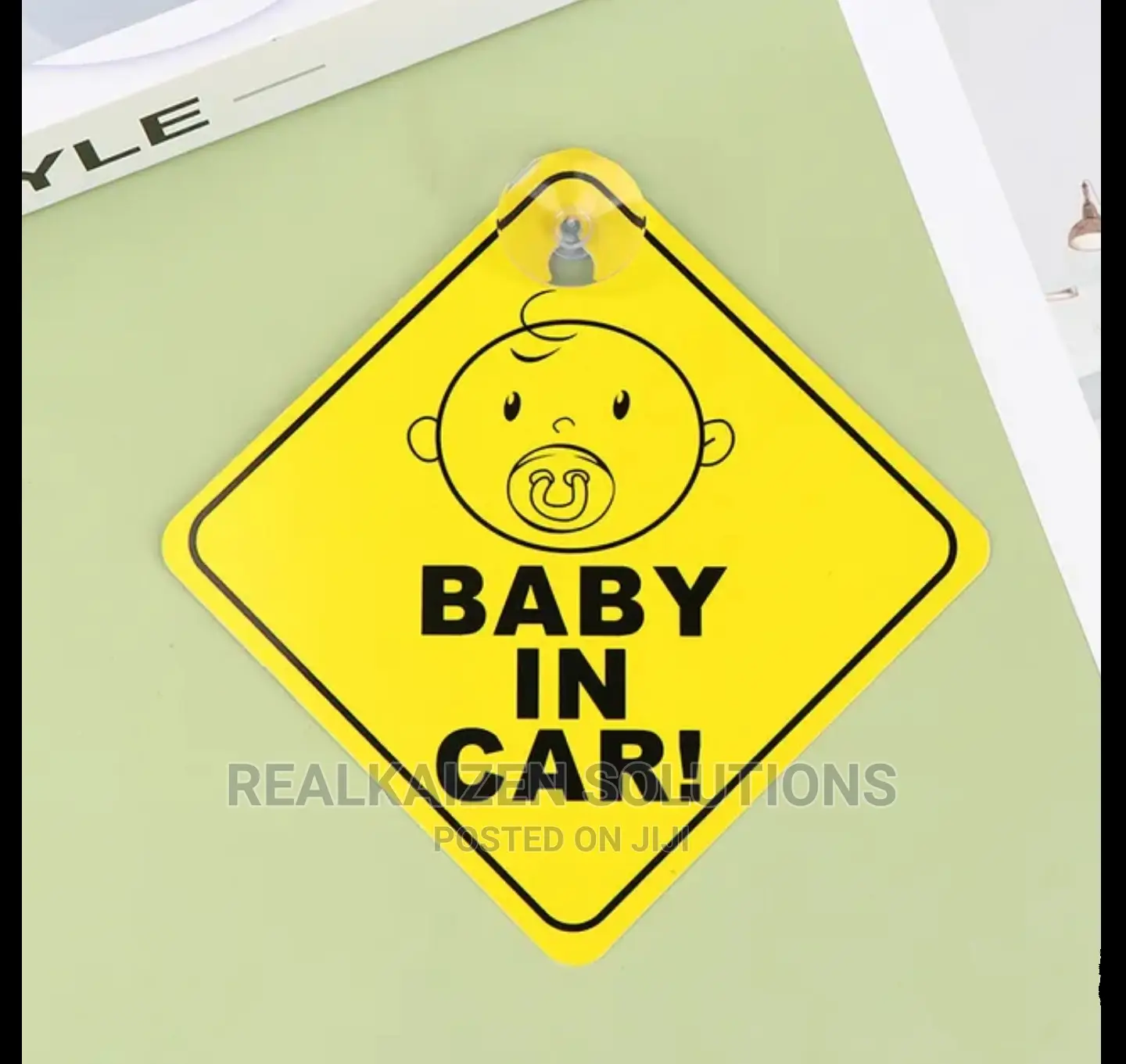 BABY ON BOARD Safety Yellow With Suction Sticker 1pc
