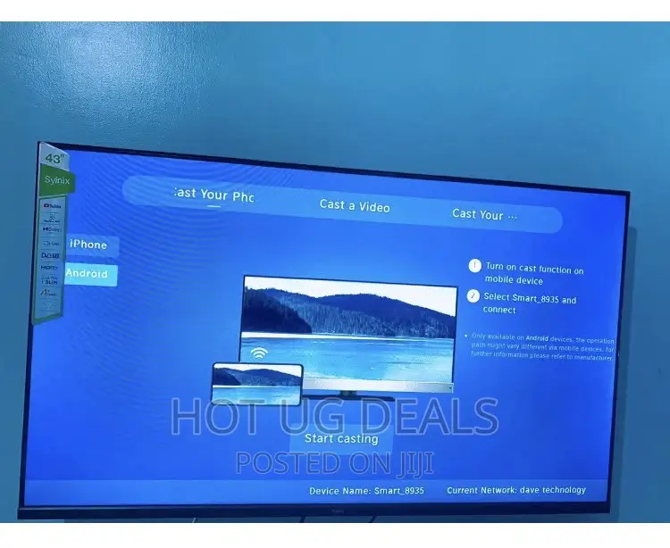 Syinix 43 Inch Smart Android Chrome Cast TV Frameless- Grey