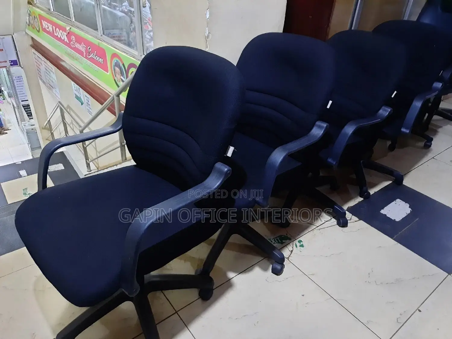 Short Back Fabric Chairs, 4 Pieces